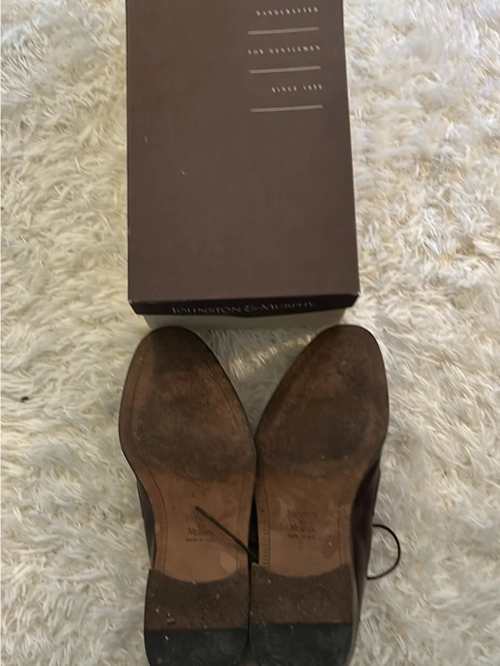 Johnston & Murphy Chestnut Brown Leather Lace-Up Oxfords